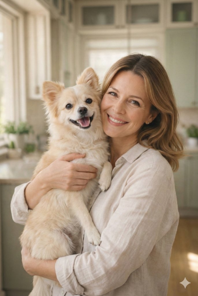 Tutora feliz com seu cão